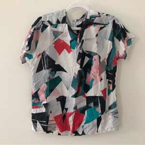 COS silk 80s print top, EUC
